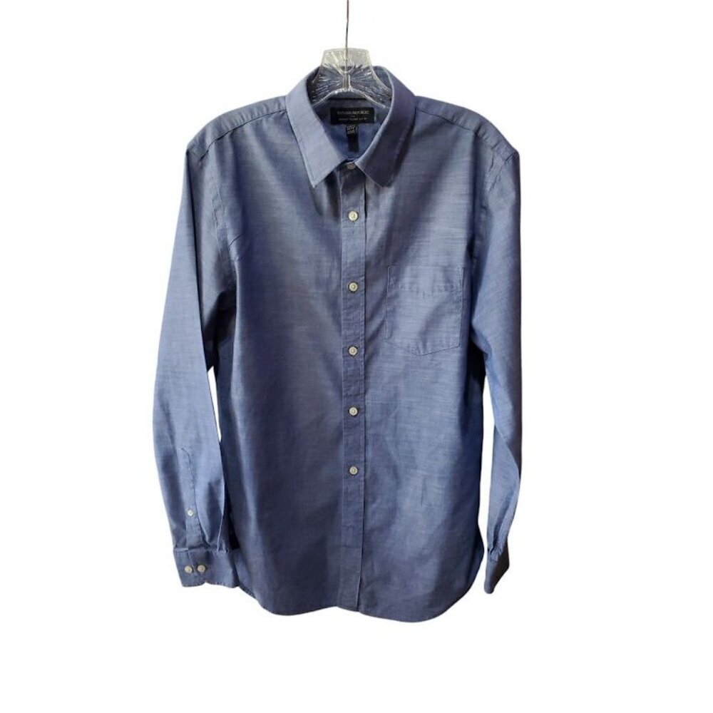 Banana Republic Mens Tailored Fit Long Sleeve Shirt 15 1/2 33/34 Blue